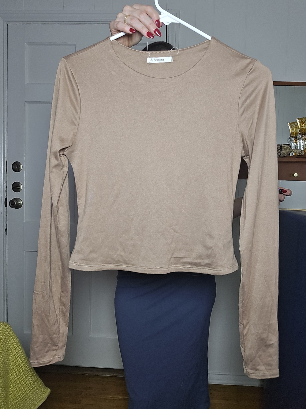 Timing Long Sleeve Crewneck Top - Taupe